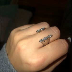 Vita Fede Double Crystal Ring made in italy NEW